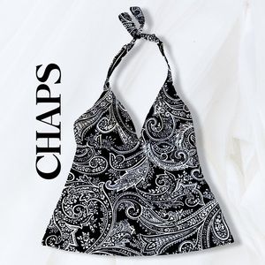 Woman's Black & White Paisley Halter Tankkini Chaps Size 8